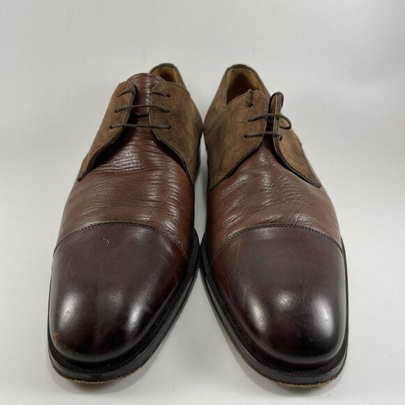 Magnanni Leather Cap Toe Dress Shoes Mens Size 10 M Brown Lace Up Oxford